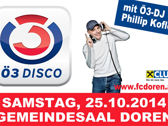 Vorankündigung: Ö3 Disco mit Ö3-DJ Philipp Kofler im Gemeindesaal