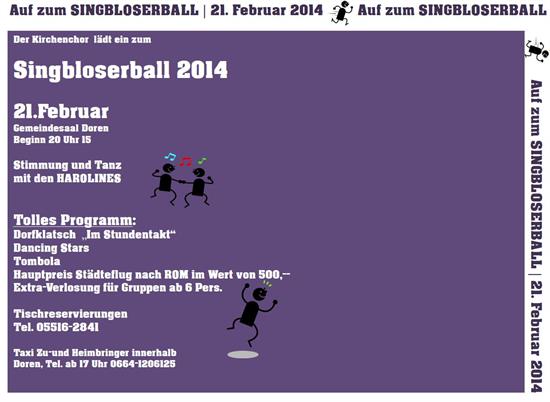 Einladung Singbloserball 2014